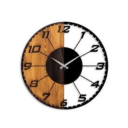 Wallity Linear Reloj de Pared Decorativo de Madera y Metal Nogal y Negro